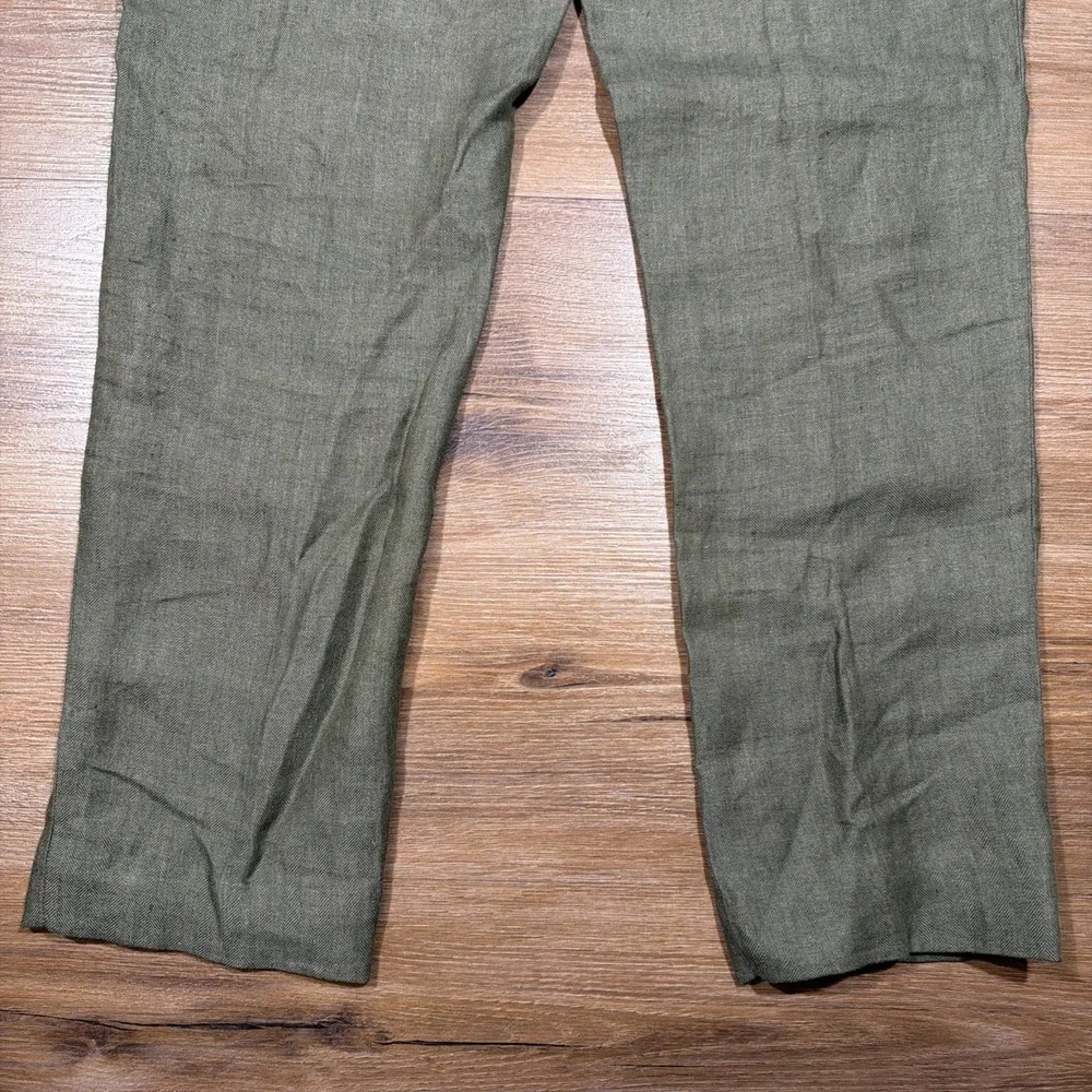 J Crew Bowery Pants Mens 29x30 Green Baird McNutt Irish Linen Herringbone Slim